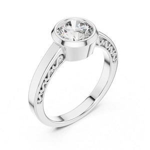 Bague solitaire à sertissage clos en diamant de laboratoire 1-3 carats, tige en filigrane, or massif 18K 14K 10K, argent 925, IGI, pour fiançailles, fête, mariage - Product Image 2