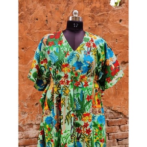 เดรสคาฟตันคอตตอนอินเดียชุดเดรสยาวแขนยาวผ้านุ่มสบายซักได้เป็นมิตรต่อสิ่งแวดล้อมชุดชายหาดเซ็กซี่สำหรับเด็กผู้หญิง - Product Image 2