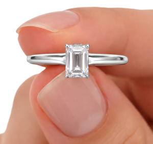 Anillo de Compromiso de Oro Sólido de 10K/14K con Diamante Cultivado en Laboratorio con Corte Esmeralda para Mujer, Anillo de Promesa, Anillo Solitario con Diamante Certificado por IGI, Anillo Fino - Product Image 6