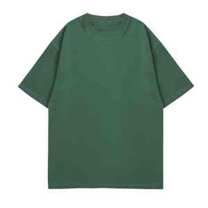 T-shirt pour homme en coton lourd, col rond, manches courtes, coupe ample, couleur unie, avec logo personnalisé, pour l'été - Product Image 2