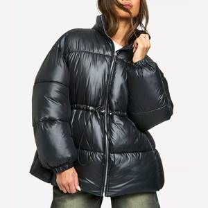 Women's High Waist Winter Puffer Coat Quilted Bubble <b>Jacket</b> <b>Short</b> Style Long <b>Sleeve</b> Zipper Closure Casual Fashion Wear 2026 - Product Image 1