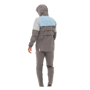 AMSEA INTERNATIONAL Survêtement à capuche gris et bleu pour homme, 2-en-1, 100 % coton, pull-over, manches longues, style sportif, pour le jogging - Product Image 3