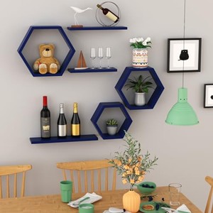 Estantes de Pared Hexagonales Hechos a Mano de Madera de Acacia, Estilo Moderno de Mediados de Siglo, Geométricos, Apilables, Venta al por Mayor, Moradabad Aqudus Saleem - Product Image 3