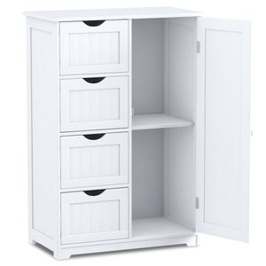 Cómoda de Madera Independiente con 4 Cajones y Puerta, Solución de Almacenamiento Mejorada - Product Image 3