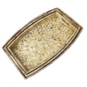 Plateau de service rond en nacre fait main, décoratif, avec mosaïque incrustée, design écologique, décoration de luxe pour la maison - Product Image 5