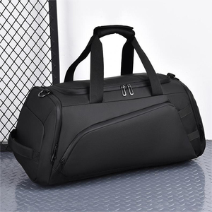Sac de sport unisexe en nylon noir avec fermeture éclair, capacité 30-40L, doublure en polyester, imperméable, sac de voyage décontracté pour le sport - Product Image 1