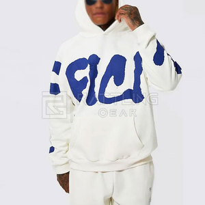 Venta al por mayor por encargo de los hombres XL de gran tamaño pulóver chándales 100% algodón Puff impresión polar trajes Logo invierno conjunto precio barato - Product Image 1