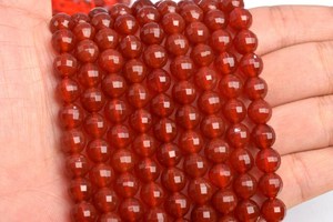 Perles de cornaline de 8 mm, qualité supérieure, pierres précieuses naturelles authentiques, micro-facettées, coupe carrée, perles rondes en vrac, lot en gros - Product Image 3
