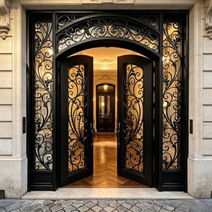 Portail Principal Traditionnel en Fer Forgé avec un Design Arqué à Volutes ; Moderne, Facile à Assembler et Résistant à la Rouille. - Product Image 5