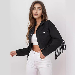 Nouvelle arrivée, veste en jean teinté en coton à rivets, dernier design, pour femmes, de haute qualité, streetwear décontracté d'hiver - Product Image 3