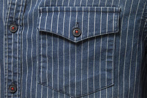 เสื้อเชิ้ตลำลองแขนยาวลายทางสำหรับผู้ชาย ปกคอพับ แขนยาว ผ้าฝ้าย 100% สำหรับใส่ในฤดูใบไม้ร่วง - Product Image 5