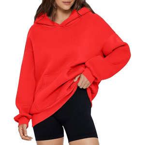 Sweat-shirts pour femmes en coton épais, vente en gros OEM, logo personnalisable imprimé sur le devant, tissu épais, coupe ample, pull uni pour l'hiver - Product Image 2