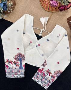 Blusa Bordada de Algodón Khadi para Mujer, Chaleco con Lentejuelas Florales, Corte Regular, para Bodas, Fiestas y Uso Casual - Product Image 3