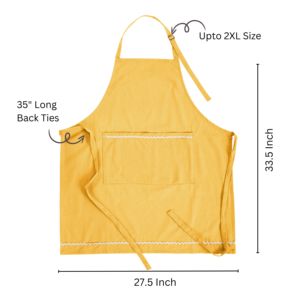 Delantal con Doble Bolsillo, Ajustable, Multiusos, Lavable, para Hogar, Cocina, Chefs y Profesionales, Amarillo Dorado - Product Image 5