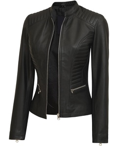 Veste en cuir véritable de haute qualité pour femmes élégantes Slim Fit Design broderie décoration veste en cuir respirant en gros - Product Image 3