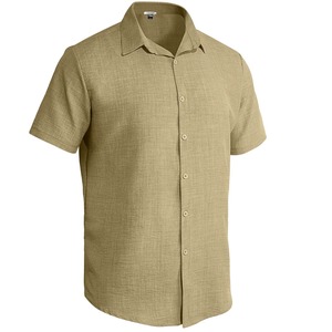 Men's <b>Cardigan</b> Buttoned <b>Short</b> <b>Sleeve</b> Shirt Solid Color Turn-Down Collar Casual Business Shirt - Product Image 3