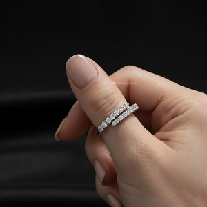 Belle bague ajustable en zircone cubique, design élégant, coupe ronde, alliance de mariage, argent sterling 925, bijoux de mariage pour anniversaire - Product Image 4