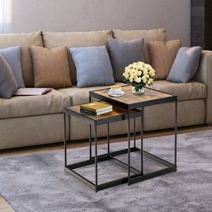 Tavolini da caffè classici moderni da 2 pezzi per soggiorno in stile classico - Product Image 4