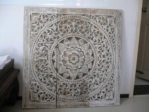 Panneaux muraux thaïlandais carrés en teck gravé de 3 pieds, 100 % faits à la main, haute résistance, écologiques, décoration intérieure classique DIY - Product Image 6