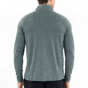 Trajes de entrenamiento 100% poliéster spandex de ajuste muscular, ropa de gimnasio, venta al por mayor, descuento por volumen, sudadera con cremallera 1/4 que absorbe el sudor - Product Image 3