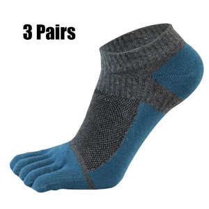 3 Pairs Ankle <b>Socks</b> 5 Toe Breathable Knitted Gray White For <b>Running</b> Adults - Product Image 4