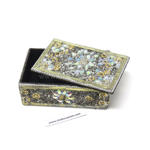 Caja de cuentas de purpurina de diseño Lac, caja de joyería de baratija cuadrada de calidad Premium, caja de recuerdo de boda rectangular hecha a mano - Product Image 5