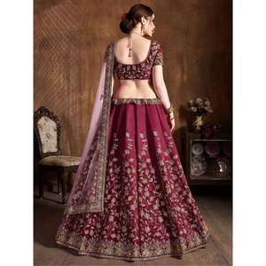 Stunning Maroon Sequins Raw Silk Lehenga Choli with Soft <b>Net</b> <b>Dupatta</b> Zeel Clothing Semi-Stitched - Product Image 3