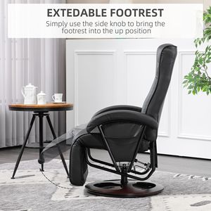 Poltrona Reclinabile Girevole a 135 Gradi con Base in Legno, Seduta Imbottita, Braccioli e Funzionamento Manuale, Spugna per un Comfort Ottimale - Product Image 5