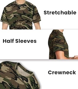 เสื้อยืดลายพรางแขนสั้นสำหรับผู้ชาย แห้งเร็ว เสื้อยืดลายพรางสำหรับเดินป่า ล่าสัตว์ เสื้อยืดลายพรางทางยุทธวิธี ระบายอากาศได้ดี - Product Image 5