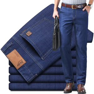 2026 Wholesale Large Size Fashion Regular <b>Stretch</b> <b>Men</b> Straight Knitted Denim Jeans New Design Trend High Waist Business Casual - Product Image 4