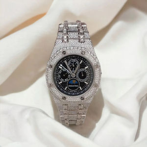 Reloj de Lujo con Moissanita, Estilo Hip Hop para Hombre, de Acero Inoxidable, con Incrustaciones, a Precio de Fábrica - Product Image 1