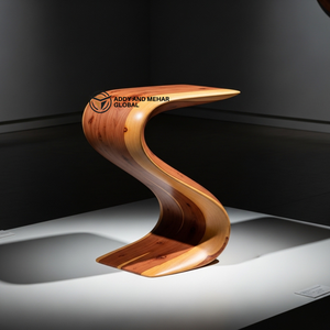 Modern Curved Wooden Side <b>Table</b> Ottoman Sculptural S-Shape Wood Accent <b>Table</b> Contemporary Designer End <b>Table</b> for Living Room - Product Image 1