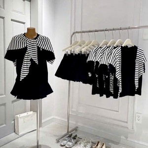 Ensemble robe midi décontractée pour femme de style coréen avec écharpe à nœud uni sur l'épaule, tenue chic - Product Image 3