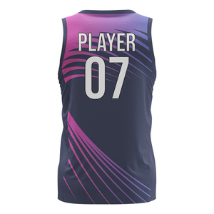 เสื้อบาสเก็ตบอลคอวีแบบซับลิเมชั่นสั่งทำพิเศษ ไซส์ใหญ่สำหรับผู้ชาย ระบายอากาศได้ดี แห้งเร็ว ผ้าตาข่าย ชุดกีฬา ขายส่ง - Product Image 6
