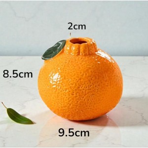 Jarrón de Cerámica Naranja Esmaltado, Exquisito y Duradero, de 4-8 Pulgadas de Ancho y Menos de 4 Pulgadas de Alto, con Hojas Verdes, Decoración Minimalista para Mesa - Product Image 6