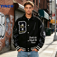 Veste universitaire LAYENNE de haute qualité pour hommes, manches en cuir PU brodées, logo personnalisé, veste universitaire en tissu floqué avec lettres de baseball