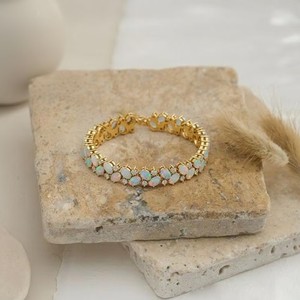 Pulsera de tenis de plata de ley chapada en oro con ópalo de fuego etíope para mujer, joyería de lujo elegante, regalo - Product Image 3