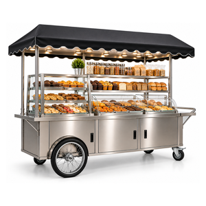 Carrito de Exhibición Multiusos de Acero Inoxidable Premium para Panadería, Galletas y Pasteles con Toldo - Product Image 1