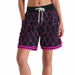Shorts en maille personnalisés par sublimation pour femmes, 100% polyester, imprimés, séchage rapide, pour la plage - Product Image 1