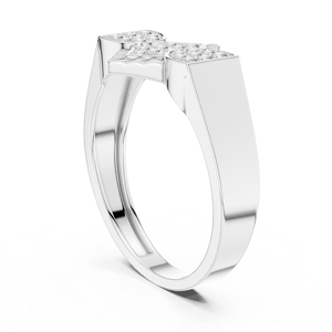 Bague de fiançailles en or blanc 14 carats plaqué rhodium avec cluster de diamants géométriques Aurora - Product Image 4