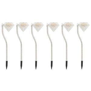 Set di 6 luci solari da giardino color argento 3,5x3,1x11,6 pollici in PP - Product Image 2