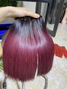 Venta al por mayor de cabello humano liso de hueso BundlesSuper doble dibujado cabello virgen color púrpura Super doble dibujado cabello crudo - Product Image 3