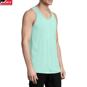 Camiseta sin Mangas para Hombre INDEX, Cuello Redondo, Color Sólido, Tejido Transpirable, Ropa Deportiva Informal, Verde Menta - Product Image 3