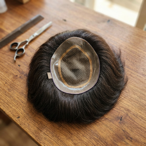 Toupee de Cabello Remy Indio Taz Premium Mirage, Base de Seda 8x6, 150% de Densidad, Mono Central, Ondas Sueltas, Negro Natural, Nudos Invisibles - Product Image 1