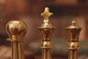 Chess Piece Sculpture Decorative Items Metal High Quality Aluminum Gold Plating Nautical Style <b>Table</b> Accent 3 pcs Marble Base - Product Image 6