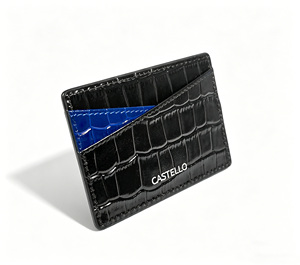 [Mejor Valorado] Cartera Delgada de Cuero Genuino Castello con Grabado de Cocodrilo y Combinación de Colores en Poliéster Abierto - Product Image 2