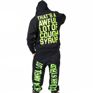 Sweat à capuche zippé intégral personnalisable pour homme, vierge, épais, coupe oversize, épaules tombantes, coupe courte, modèle 'Lot Of Cough Syrup' - Product Image 4