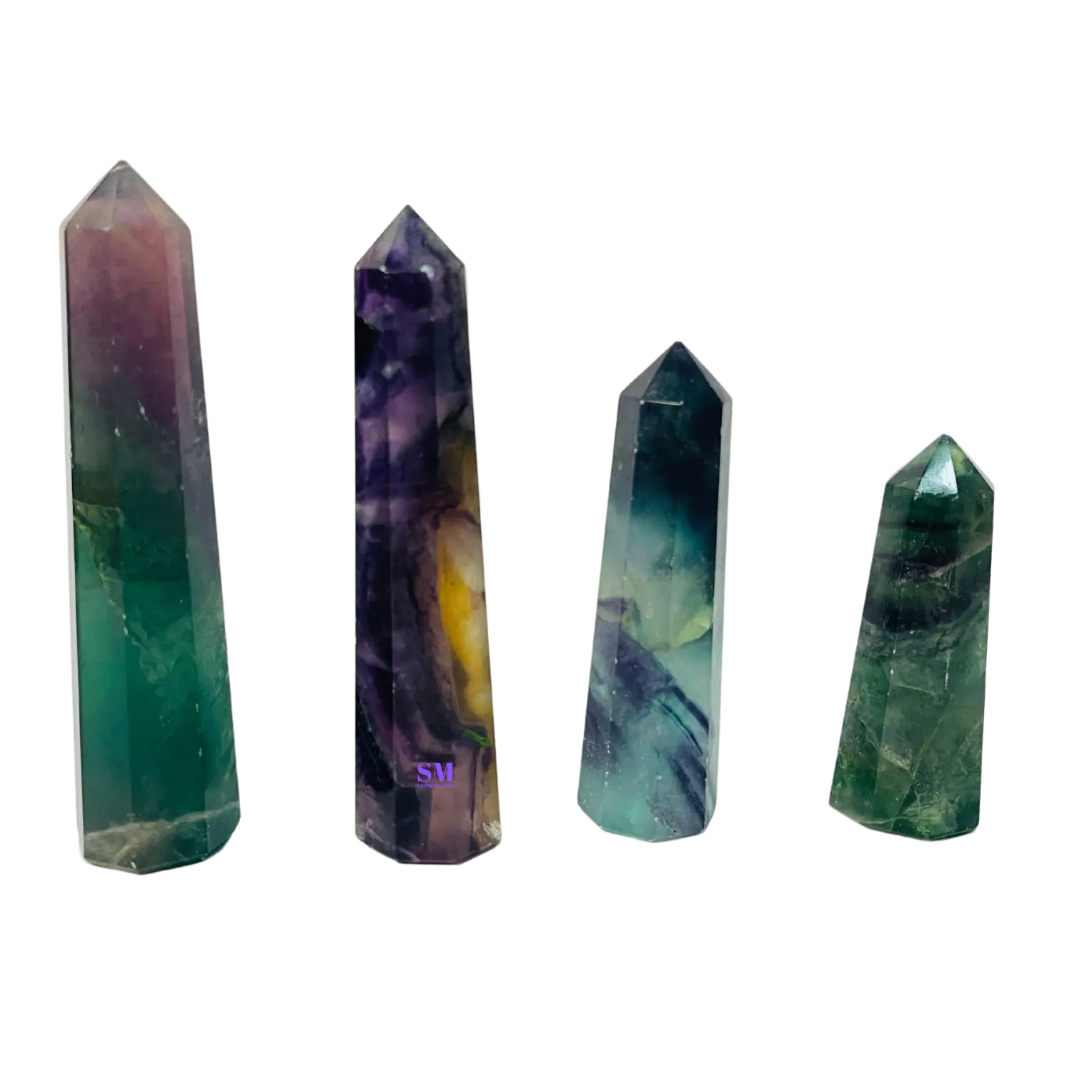Multi Fluorite tower Obelisk Point Flourite Natural Gemstone Standing Crystal Feng Shui 100% Natural Healing Stone for Sale