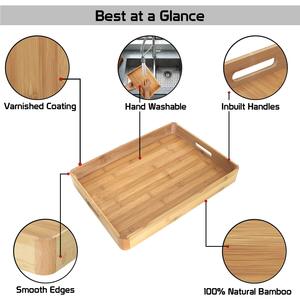 Food Serving <b>Trays</b> Rectangular Shape <b>Large</b> <b>Tray</b> Multipurpose Use Hotel Restaurant Supplies Decorative Wooden <b>Trays</b> Set of 2 - Product Image 4