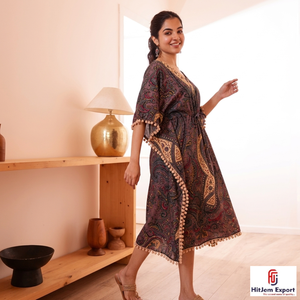 Women Printed <b>Kaftan</b> Dress Loose Fit Elegant Soft Fabric Wear <b>Summer</b> Cover Up Resort Island Vacation Bulk Supply - Product Image 4